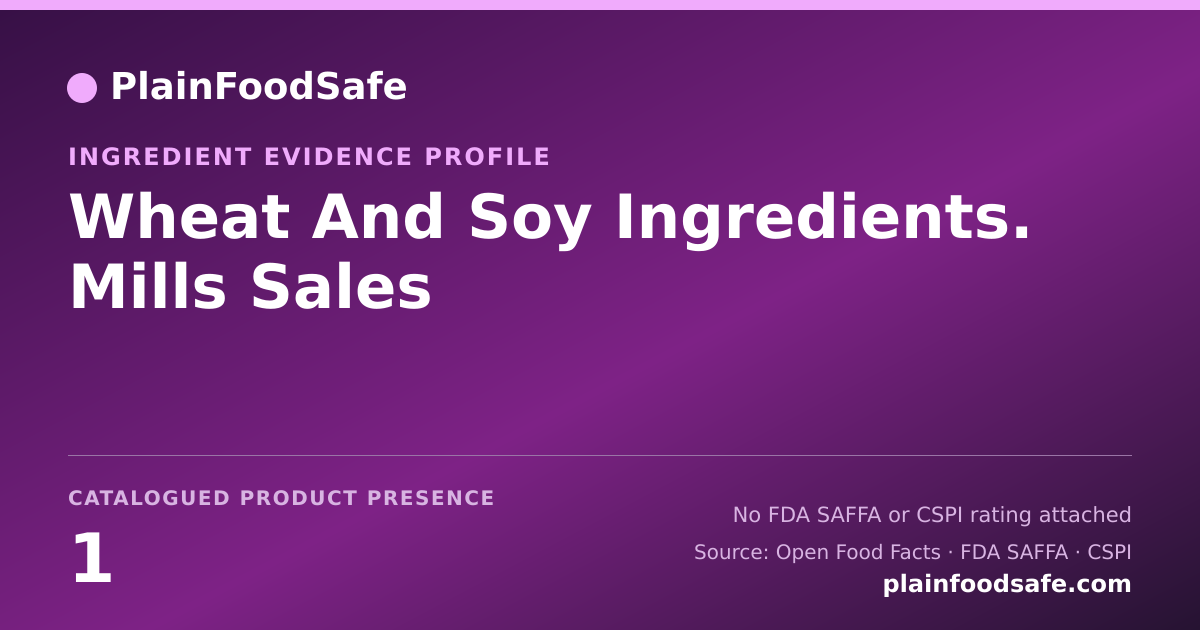 Share card for Wheat And Soy Ingredients. Mills Sales Food Ingredient Evidence Profile