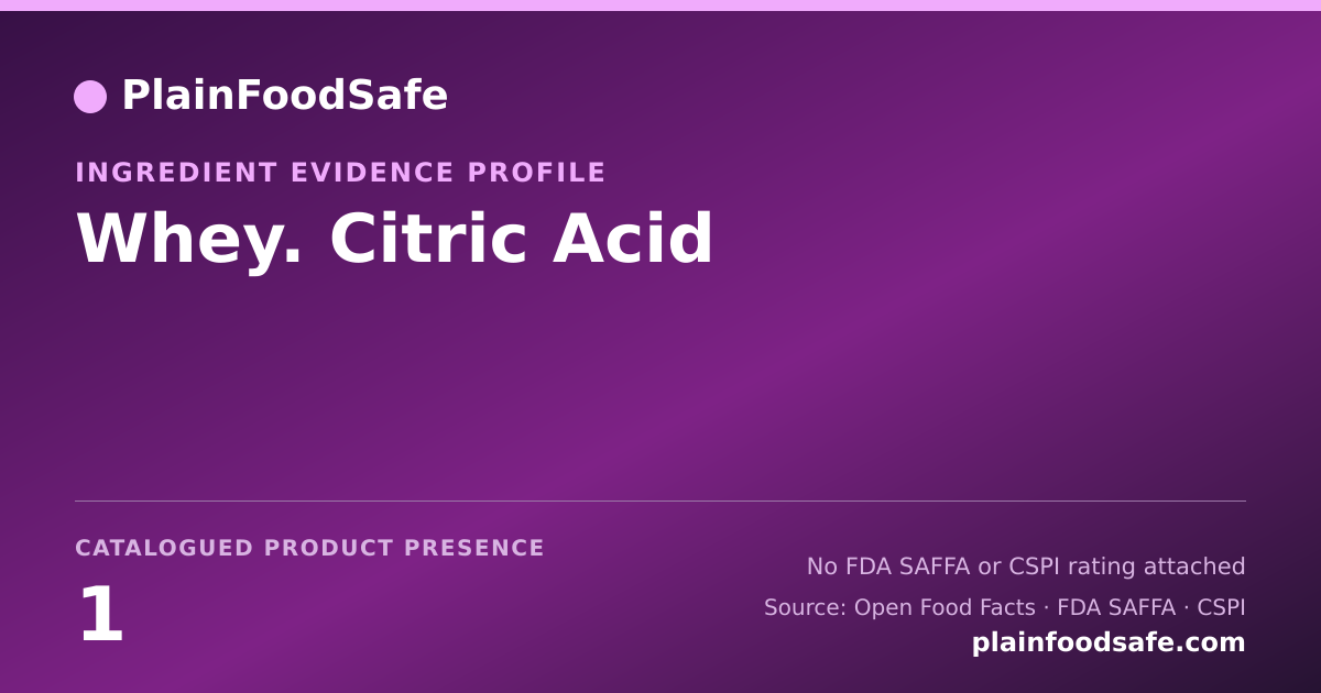 Share card for Whey. Citric Acid Food Ingredient Evidence Profile