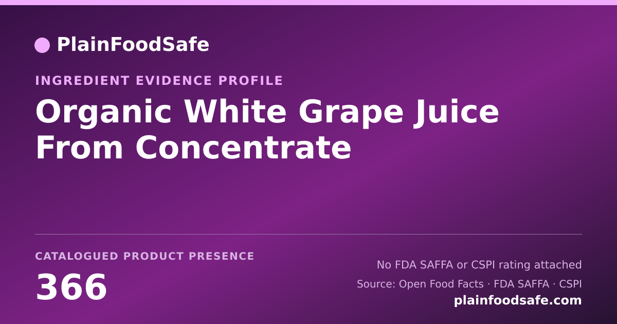 Share card for Organic White Grape Juice From Concentrate Food Ingredient Evidence Profile