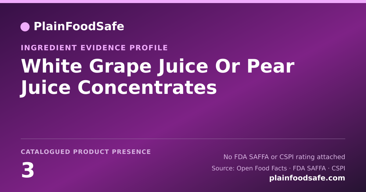 Share card for White Grape Juice Or Pear Juice Concentrates Food Ingredient Evidence Profile