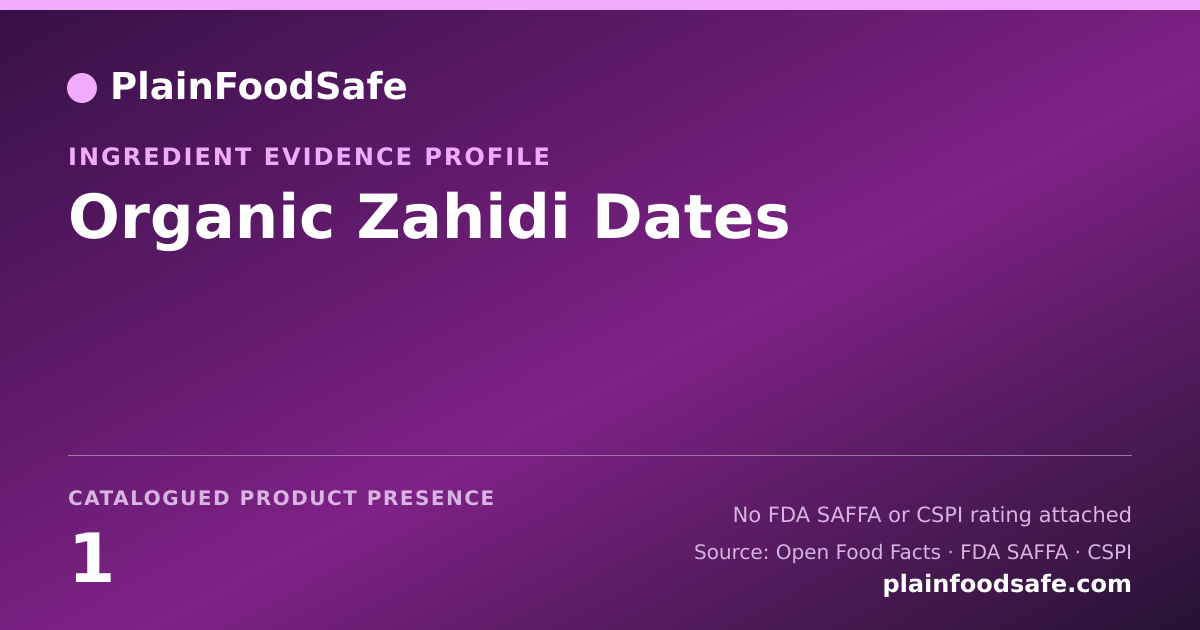 Share card for Organic Zahidi Dates Food Ingredient Evidence Profile