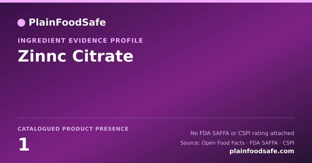 Share card for Zinnc Citrate Food Ingredient Evidence Profile