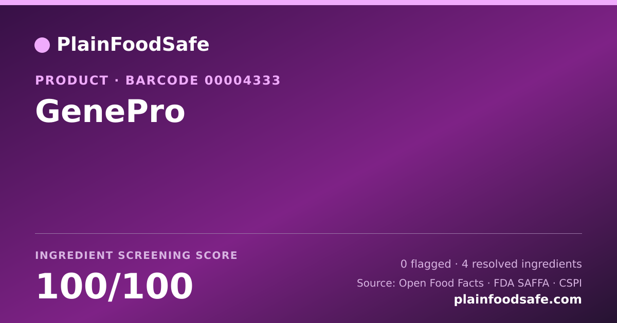 Share card for GenePro Food Ingredient Profile