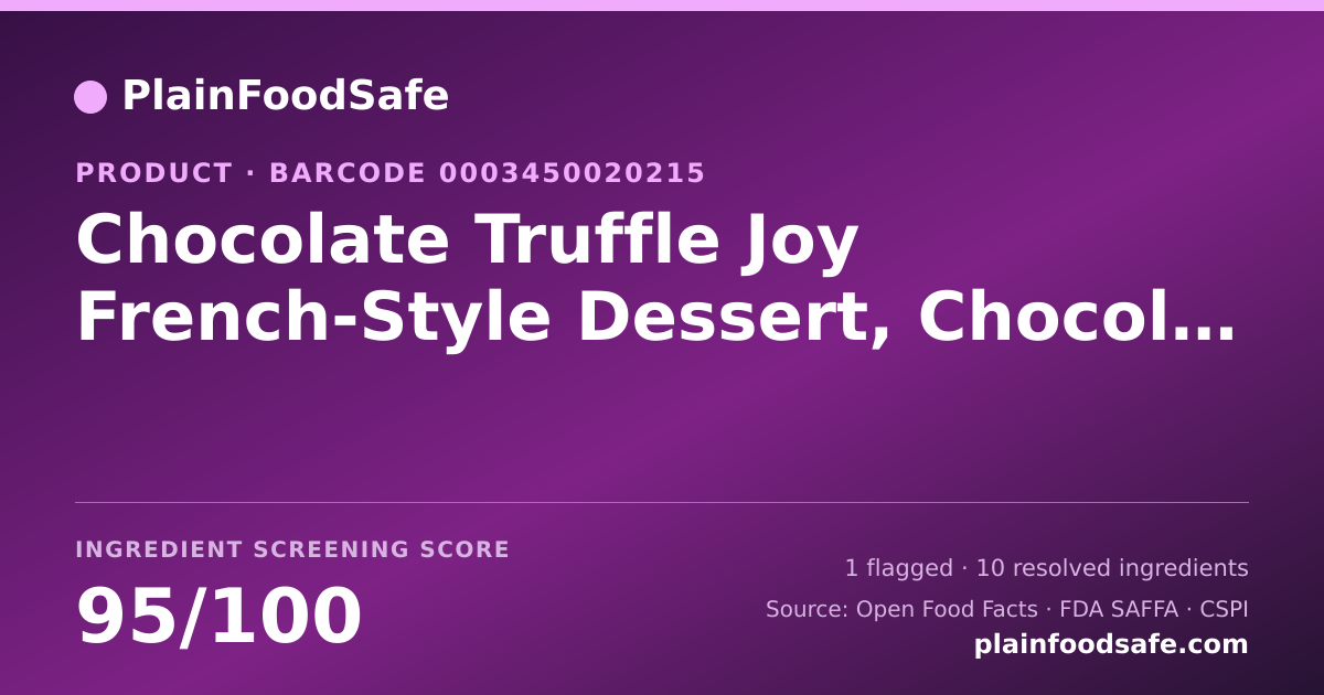 Share card for Chocolate Truffle Joy French-Style Dessert, Chocolate Truffle Food Ingredient Profile