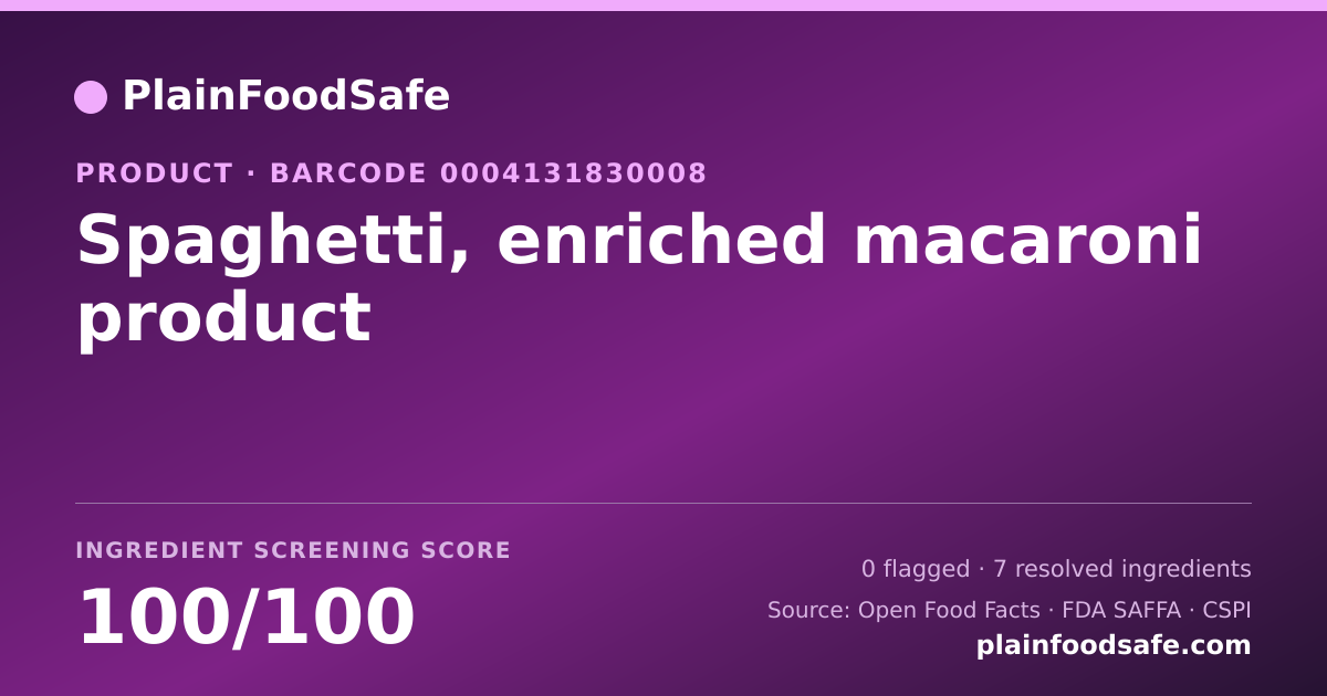 Share card for Spaghetti, enriched macaroni product Food Ingredient Profile