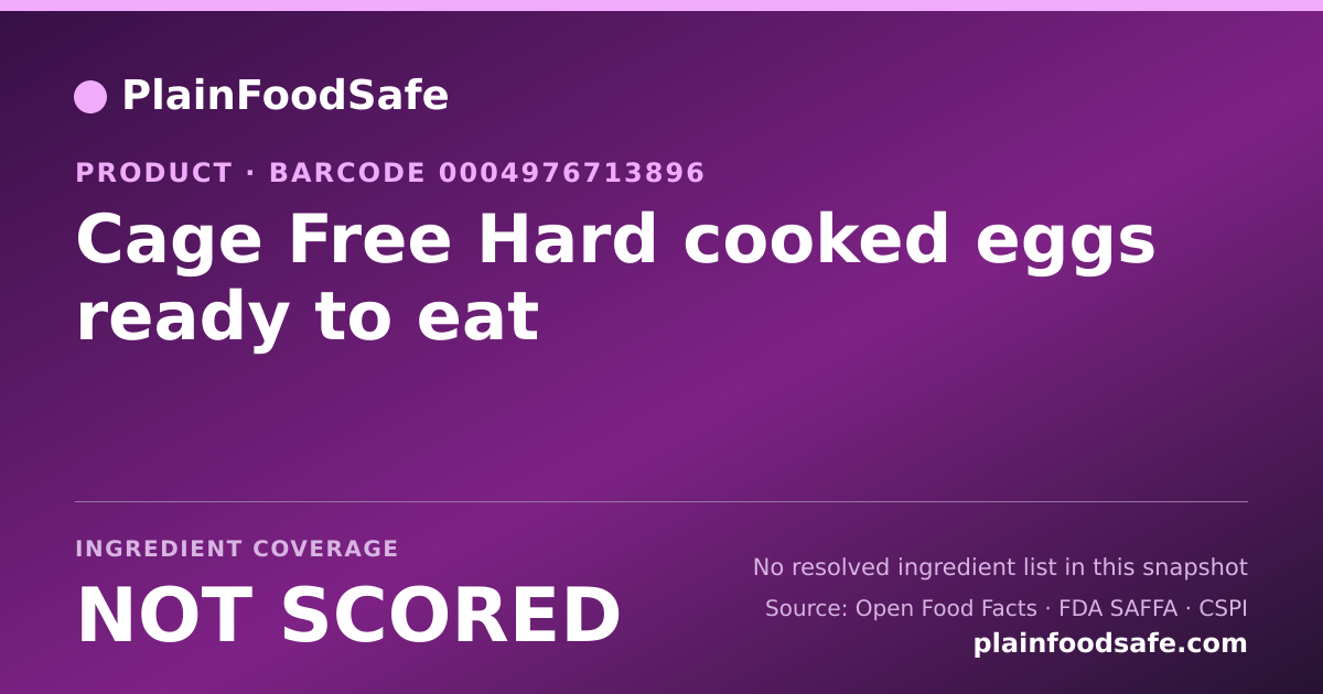 Share card for Cage Free Hard cooked eggs ready to eat Food Ingredient Profile