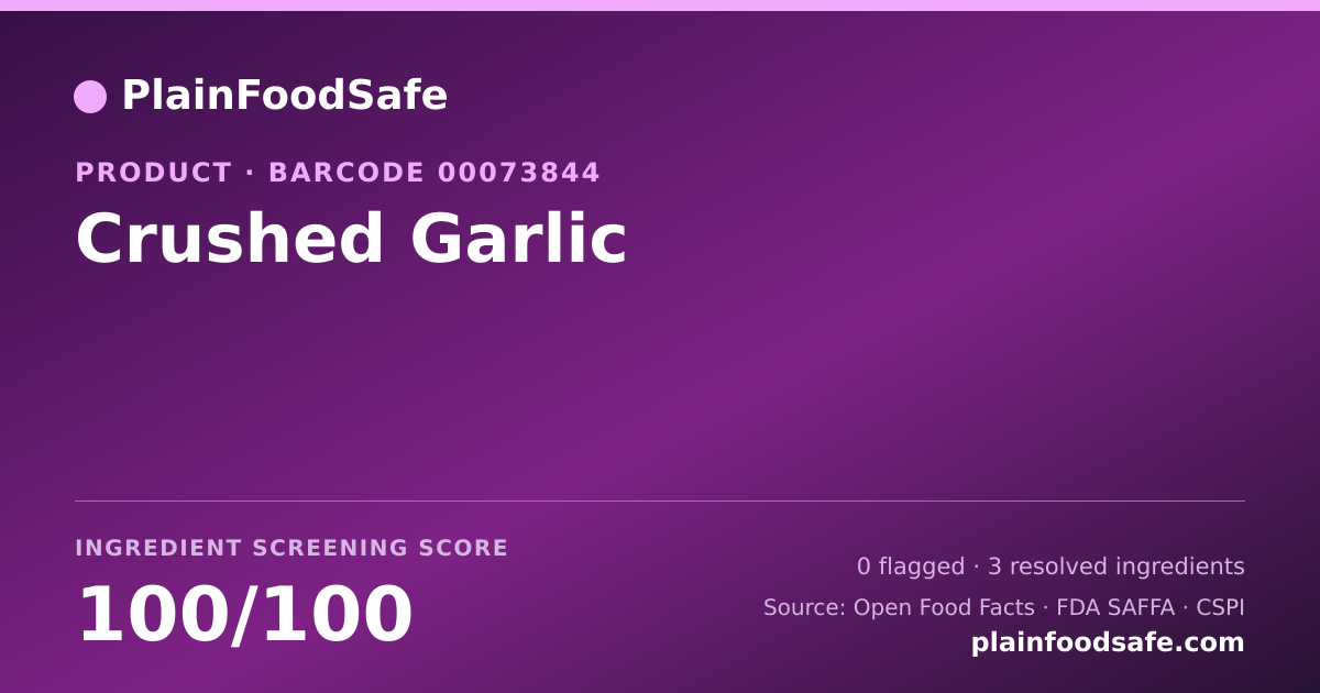 Share card for Crushed Garlic Food Ingredient Profile