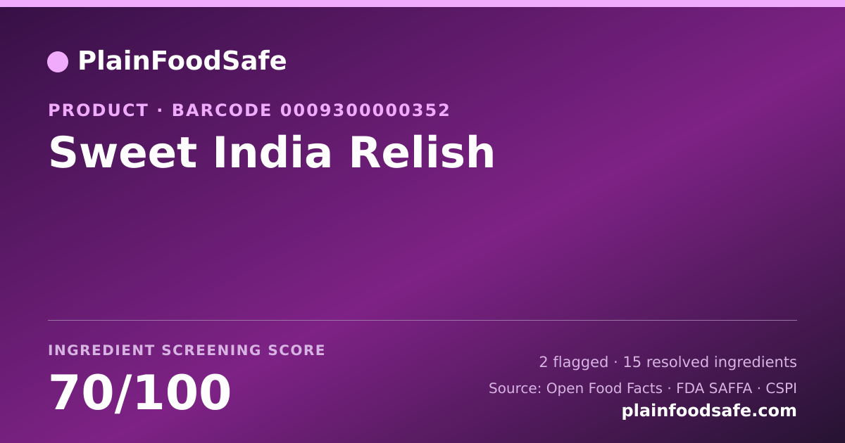 Share card for Sweet India Relish Food Ingredient Profile
