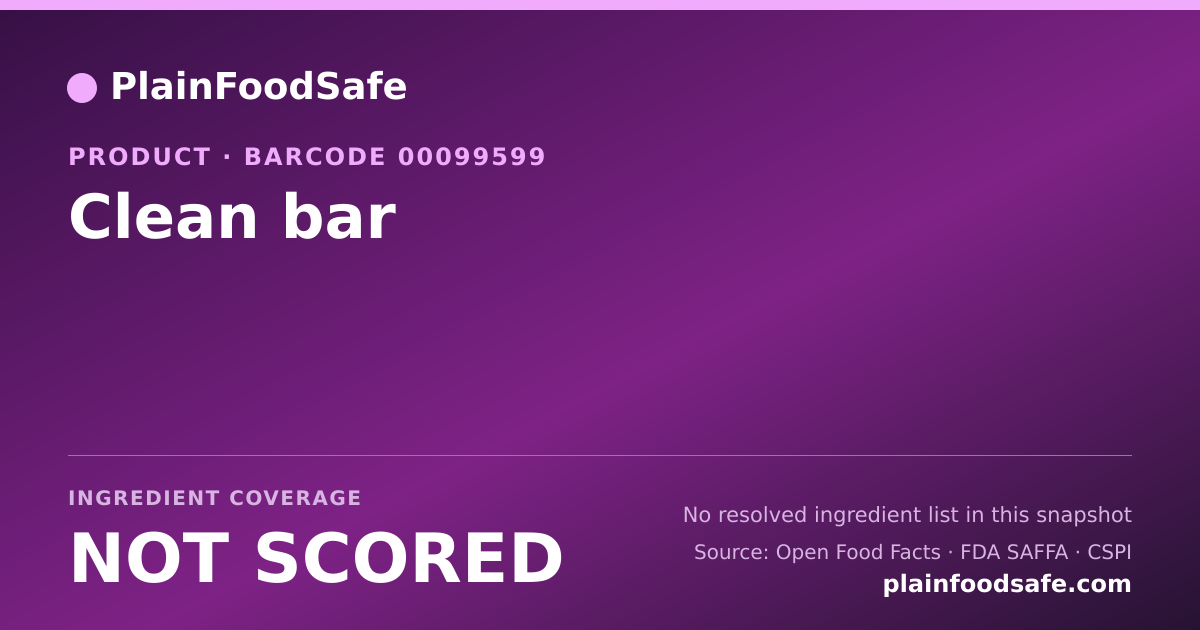 Share card for Clean  bar Food Ingredient Profile