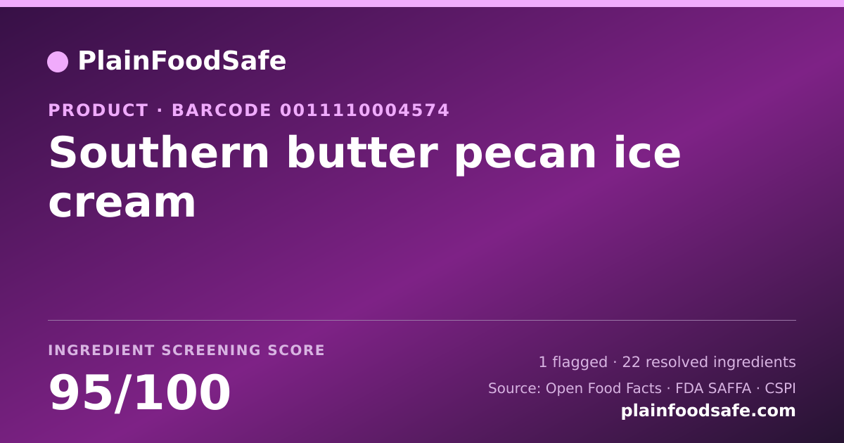 Share card for Southern butter pecan ice cream Food Ingredient Profile