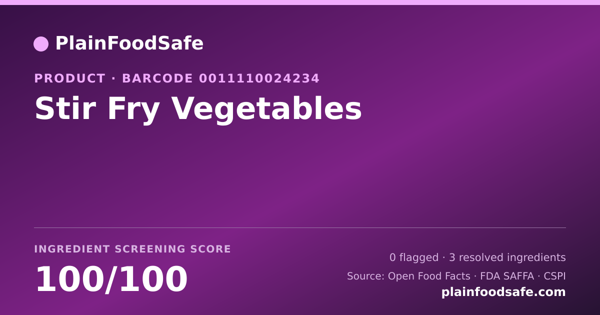 Share card for Stir Fry Vegetables Food Ingredient Profile