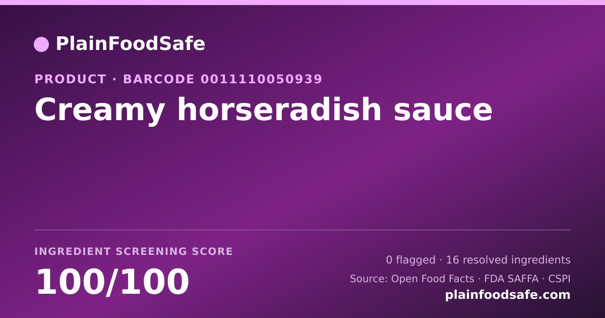 Share card for Creamy horseradish sauce Food Ingredient Profile