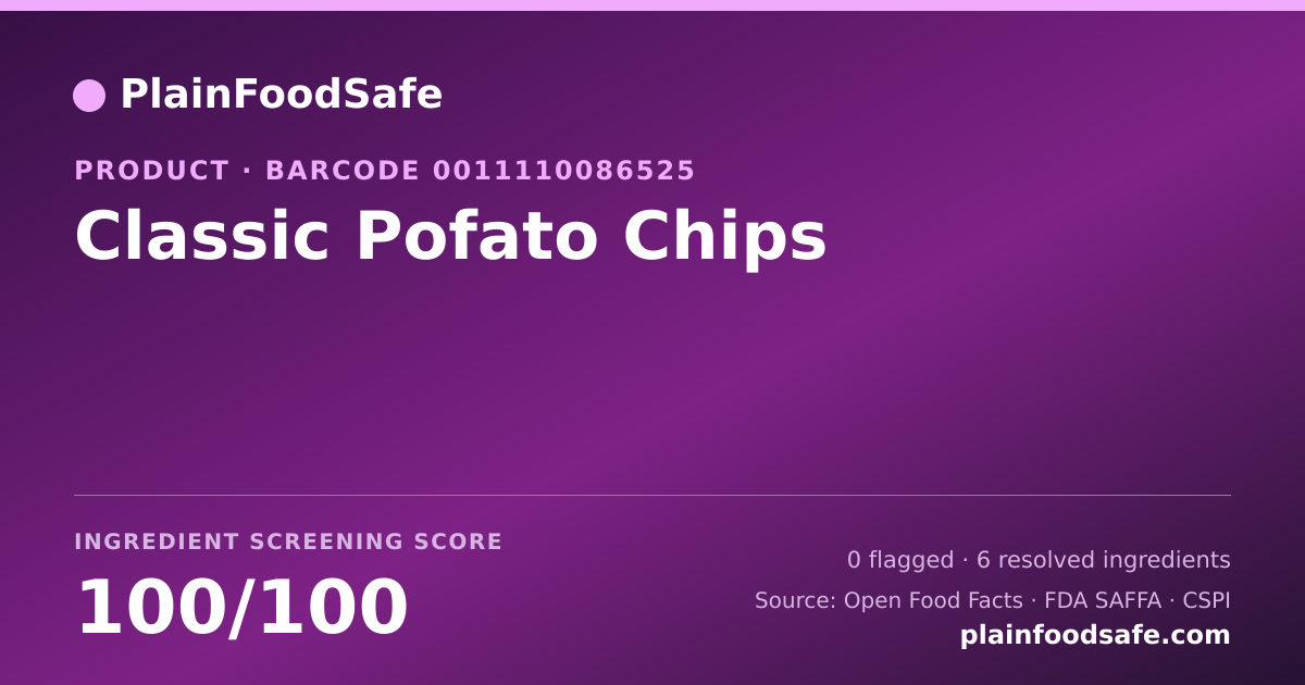 Share card for Classic Pofato Chips Food Ingredient Profile