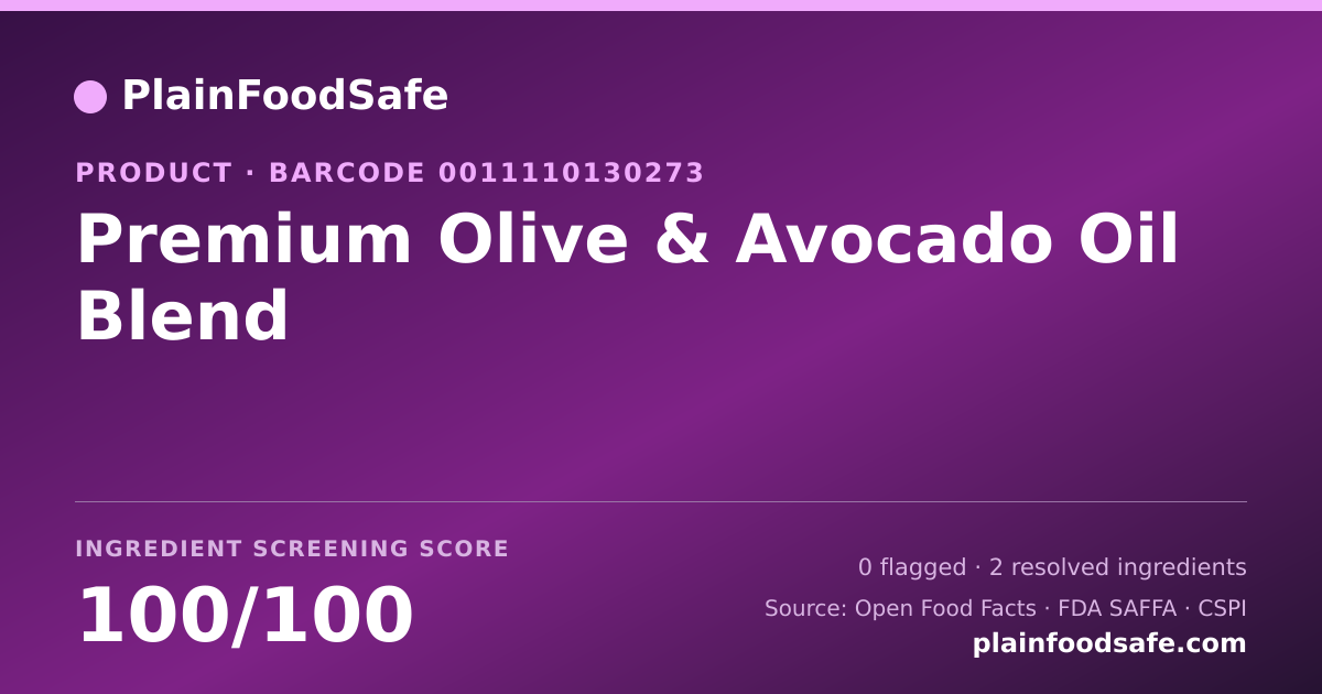 Share card for Premium Olive & Avocado Oil Blend Food Ingredient Profile