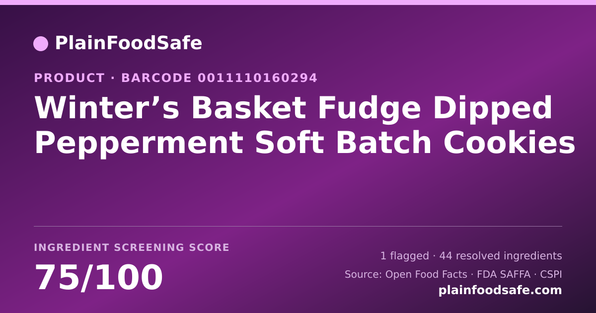 Share card for Winter’s Basket Fudge Dipped Pepperment Soft Batch Cookies Food Ingredient Profile