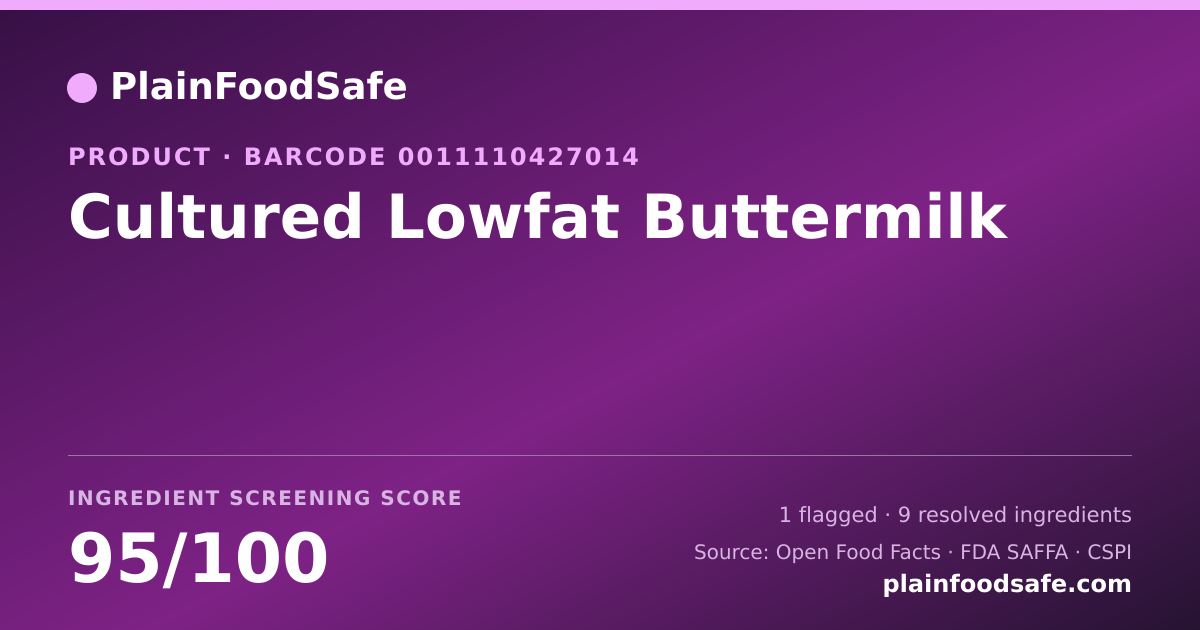 Share card for Cultured Lowfat Buttermilk Food Ingredient Profile
