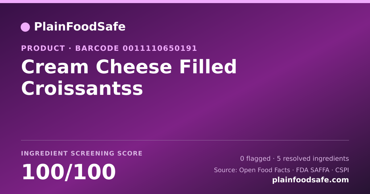 Share card for Cream Cheese Filled Croissantss Food Ingredient Profile