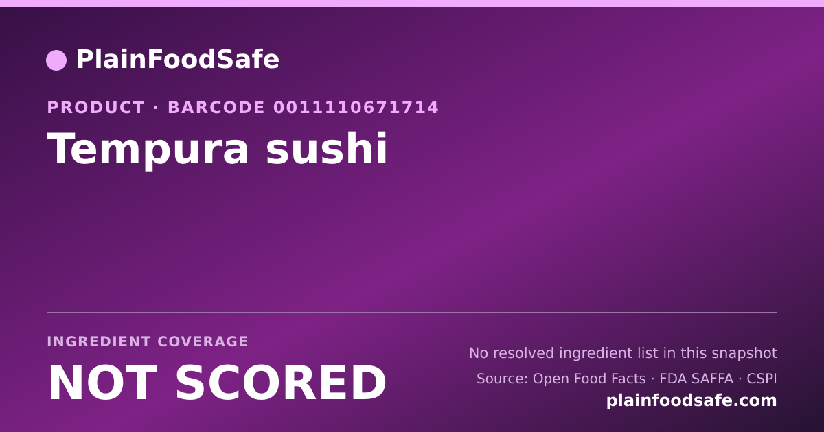 Share card for Tempura sushi Food Ingredient Profile