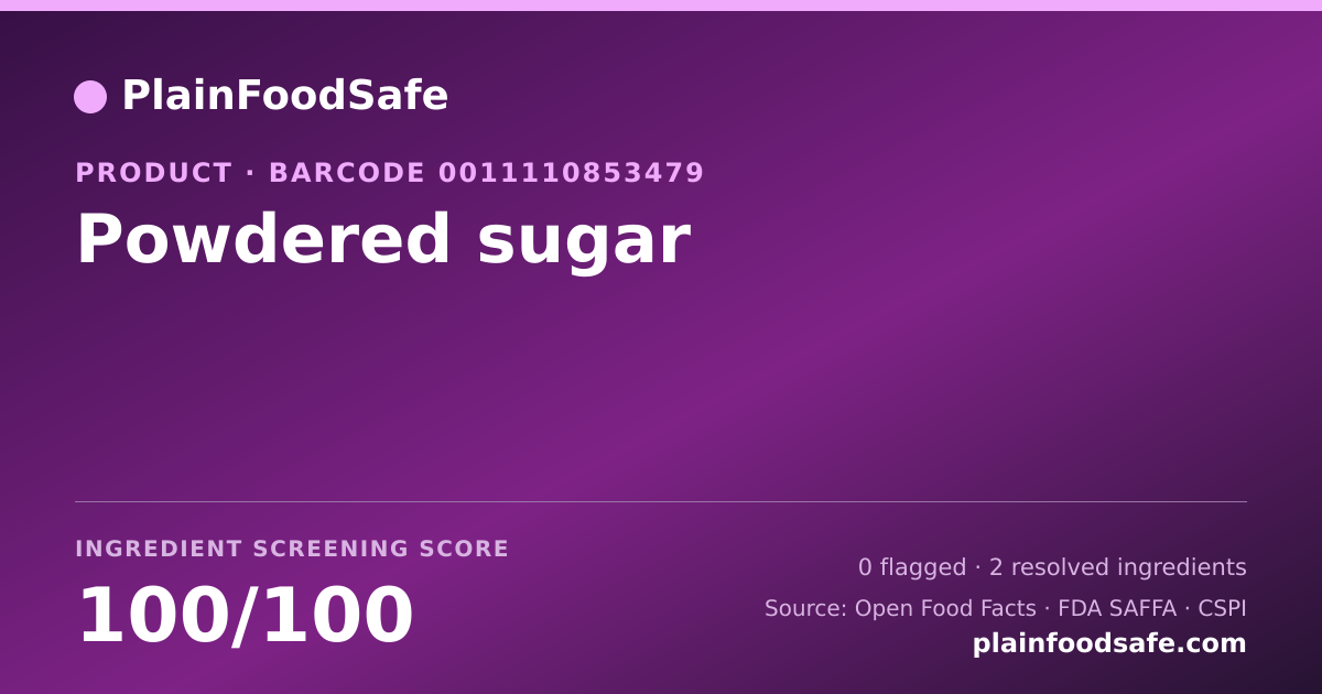 Share card for Powdered sugar Food Ingredient Profile