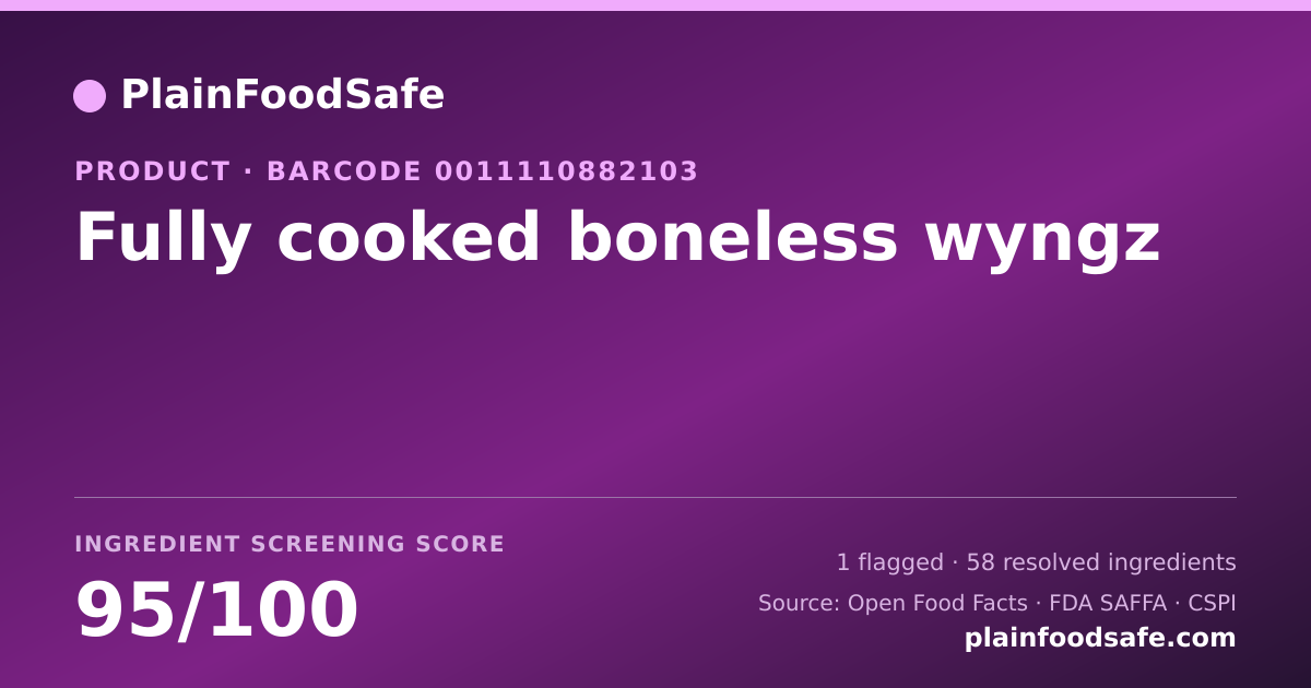Share card for Fully cooked boneless wyngz Food Ingredient Profile