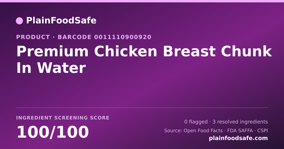 Share card for Premium Chicken Breast Chunk In Water Food Ingredient Profile