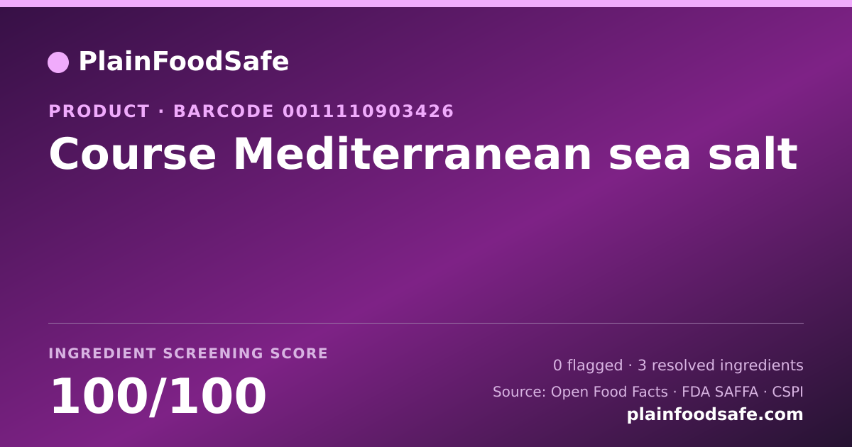 Share card for Course Mediterranean sea salt Food Ingredient Profile