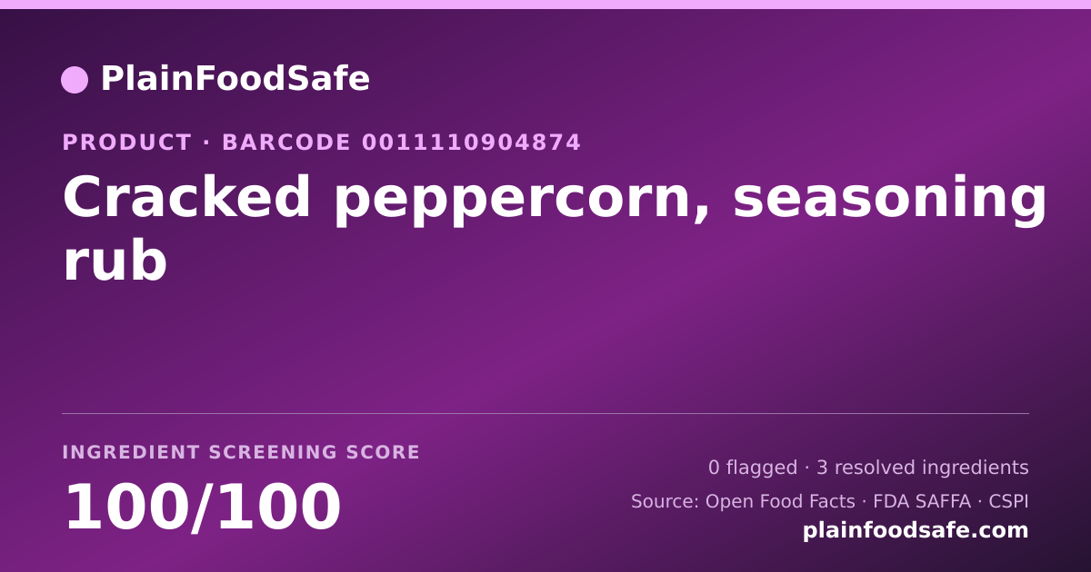 Share card for Cracked peppercorn, seasoning rub Food Ingredient Profile