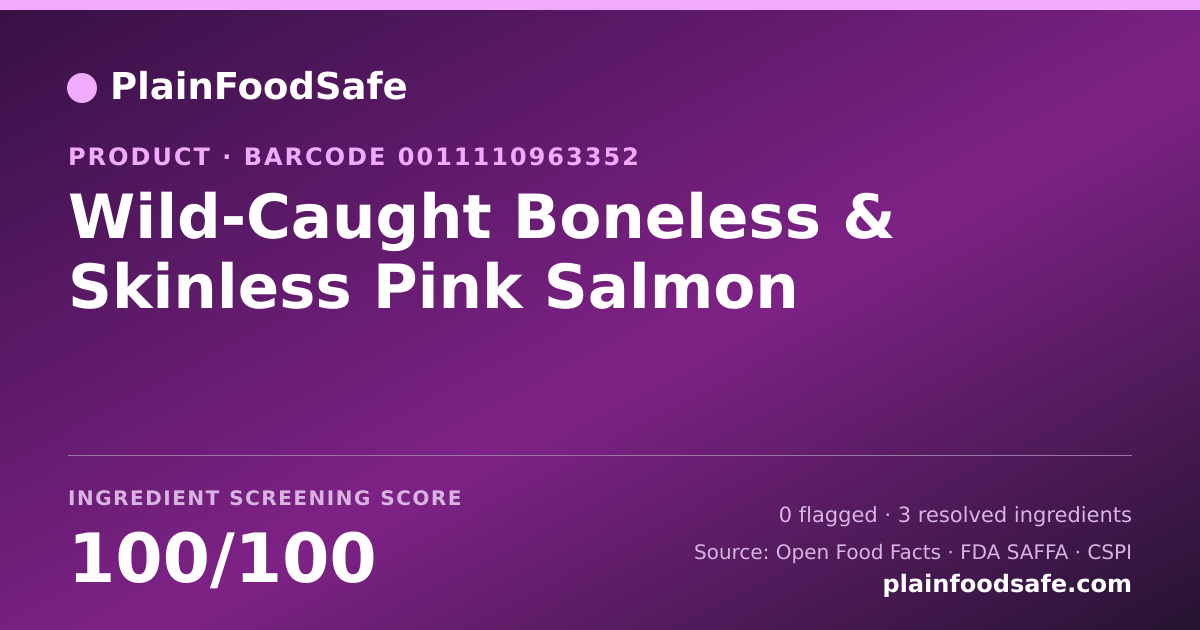 Share card for Wild-Caught Boneless & Skinless Pink Salmon Food Ingredient Profile
