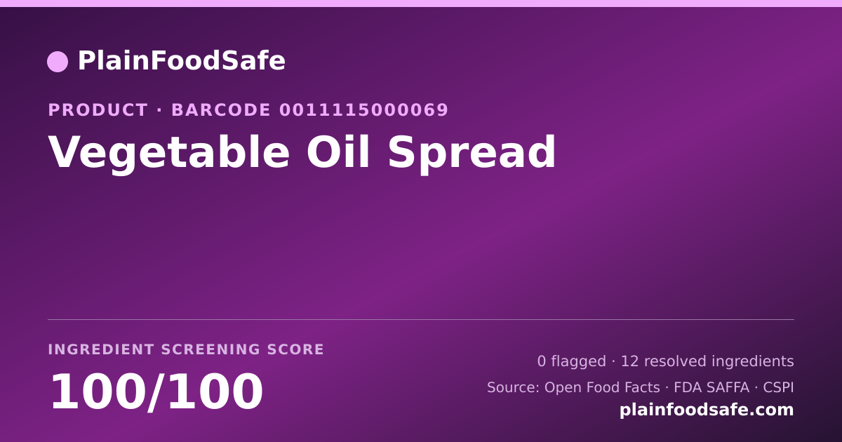 Share card for Vegetable Oil Spread Food Ingredient Profile