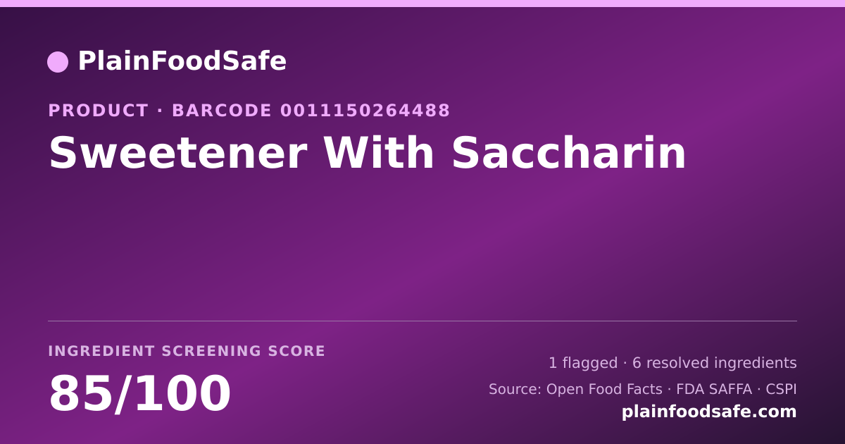 Share card for Sweetener With Saccharin Food Ingredient Profile
