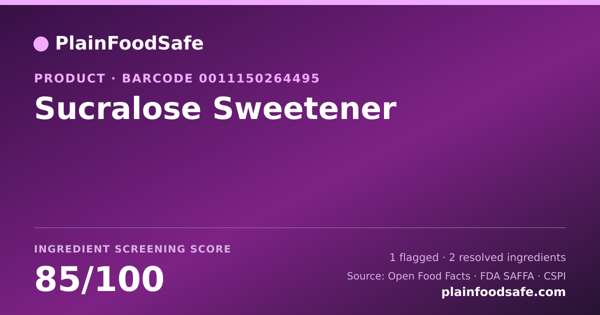 Share card for Sucralose Sweetener Food Ingredient Profile