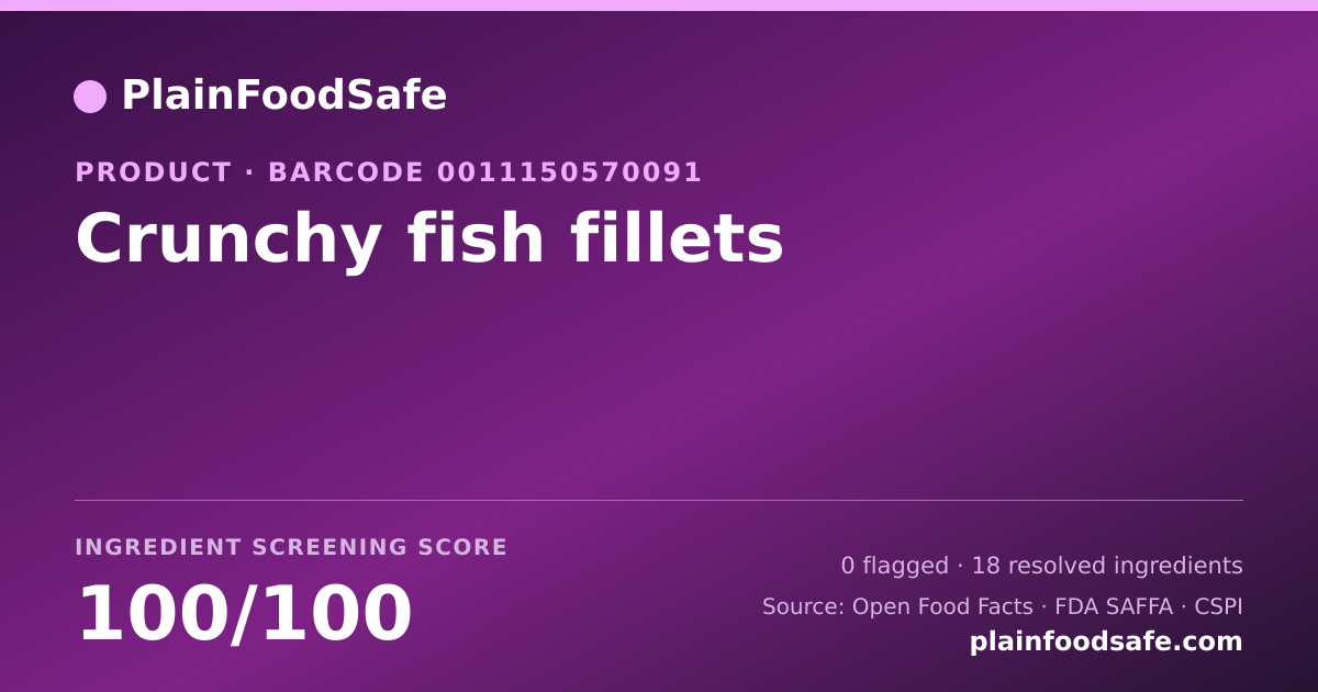 Share card for Crunchy fish fillets Food Ingredient Profile