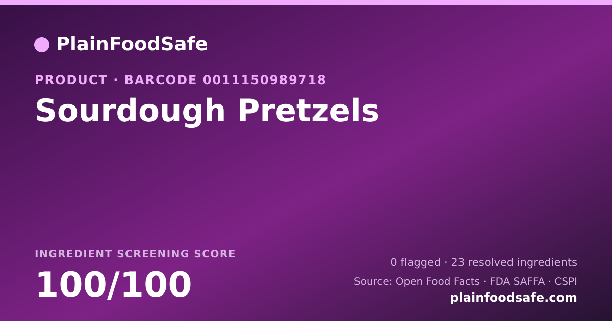 Share card for Sourdough Pretzels Food Ingredient Profile