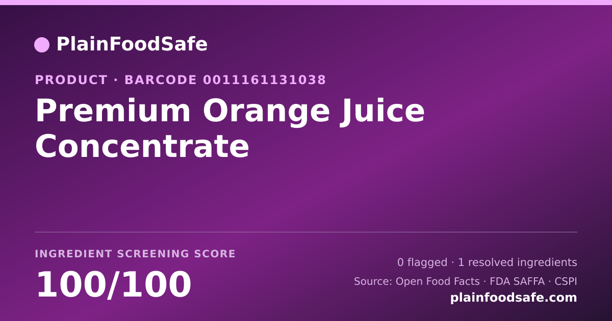 Share card for Premium Orange Juice Concentrate Food Ingredient Profile