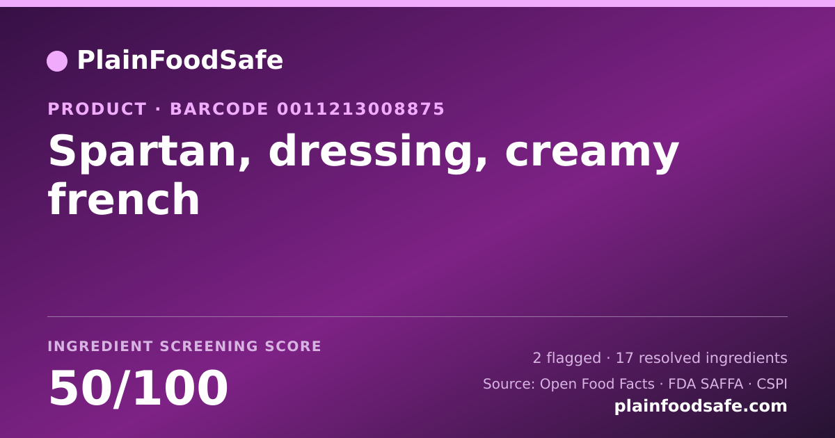 Share card for Spartan, dressing, creamy french Food Ingredient Profile