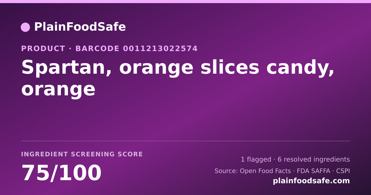 Share card for Spartan, orange slices candy, orange Food Ingredient Profile