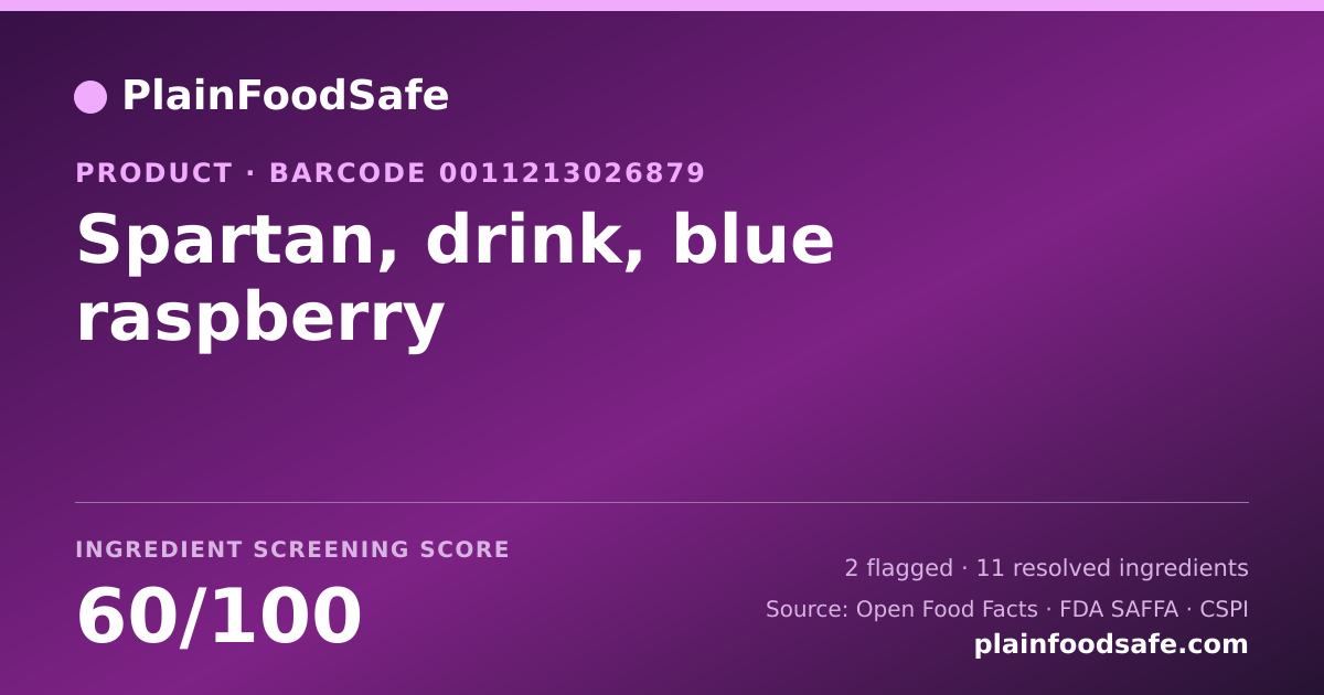 Share card for Spartan, drink, blue raspberry Food Ingredient Profile