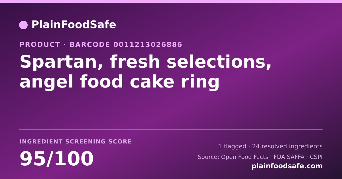 Share card for Spartan, fresh selections, angel food cake ring Food Ingredient Profile