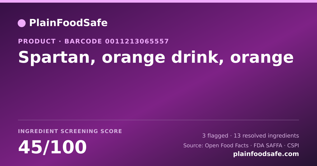 Share card for Spartan, orange drink, orange Food Ingredient Profile