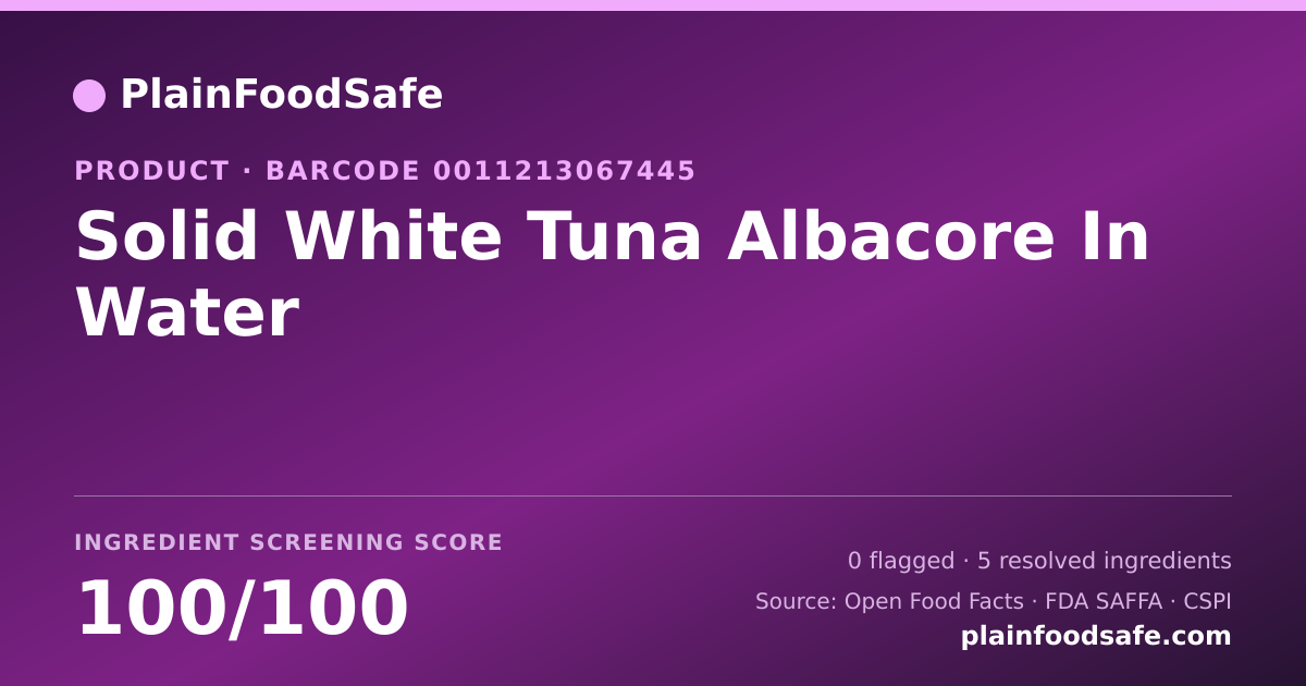 Share card for Solid White Tuna Albacore In Water Food Ingredient Profile