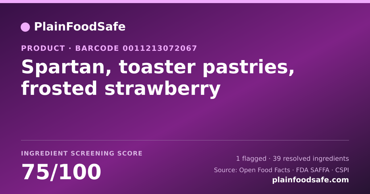 Share card for Spartan, toaster pastries, frosted strawberry Food Ingredient Profile