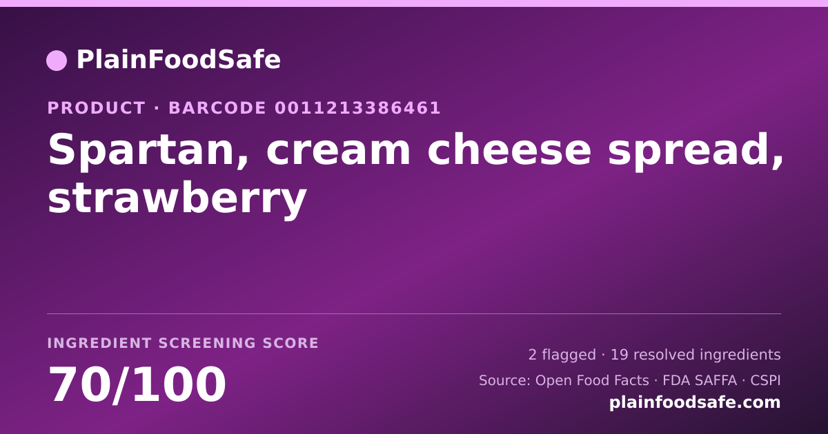 Share card for Spartan, cream cheese spread, strawberry Food Ingredient Profile