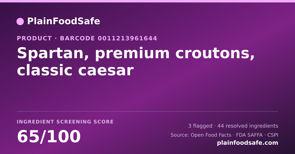 Share card for Spartan, premium croutons, classic caesar Food Ingredient Profile