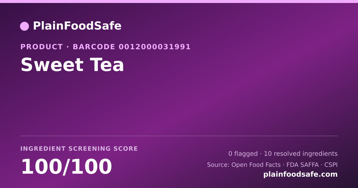 Share card for Sweet Tea Food Ingredient Profile