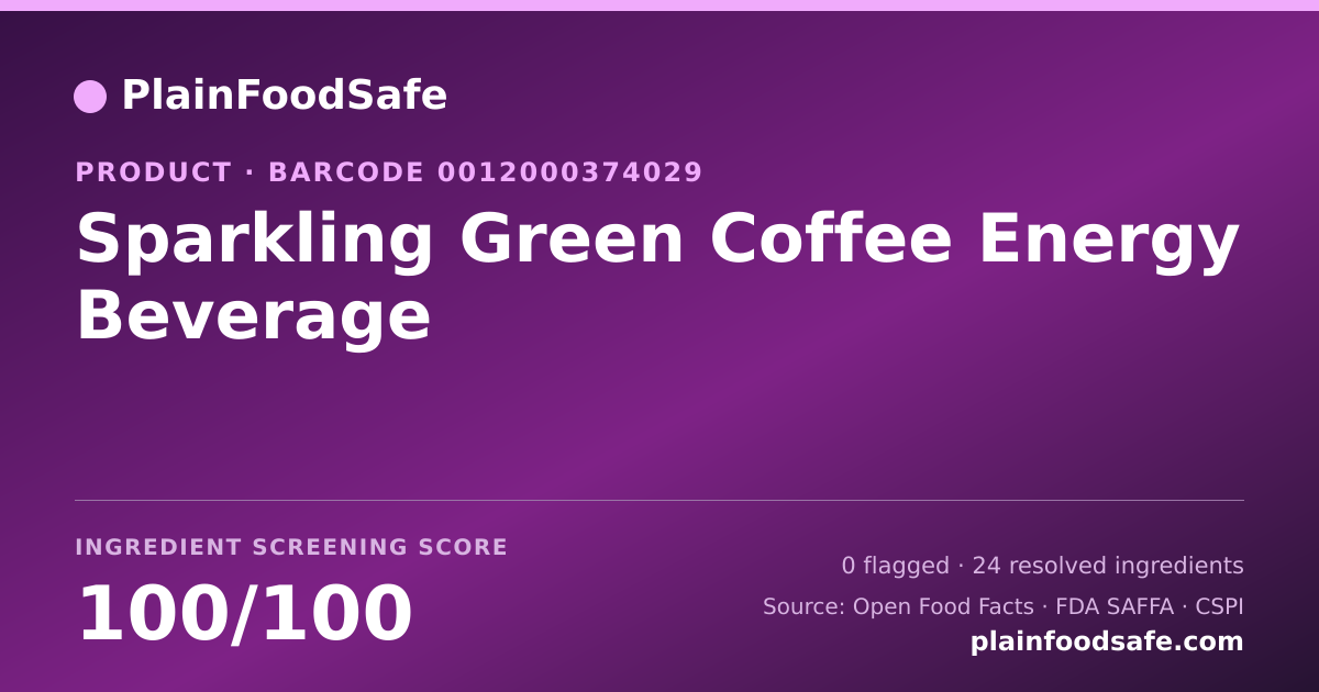 Share card for Sparkling Green Coffee Energy Beverage Food Ingredient Profile