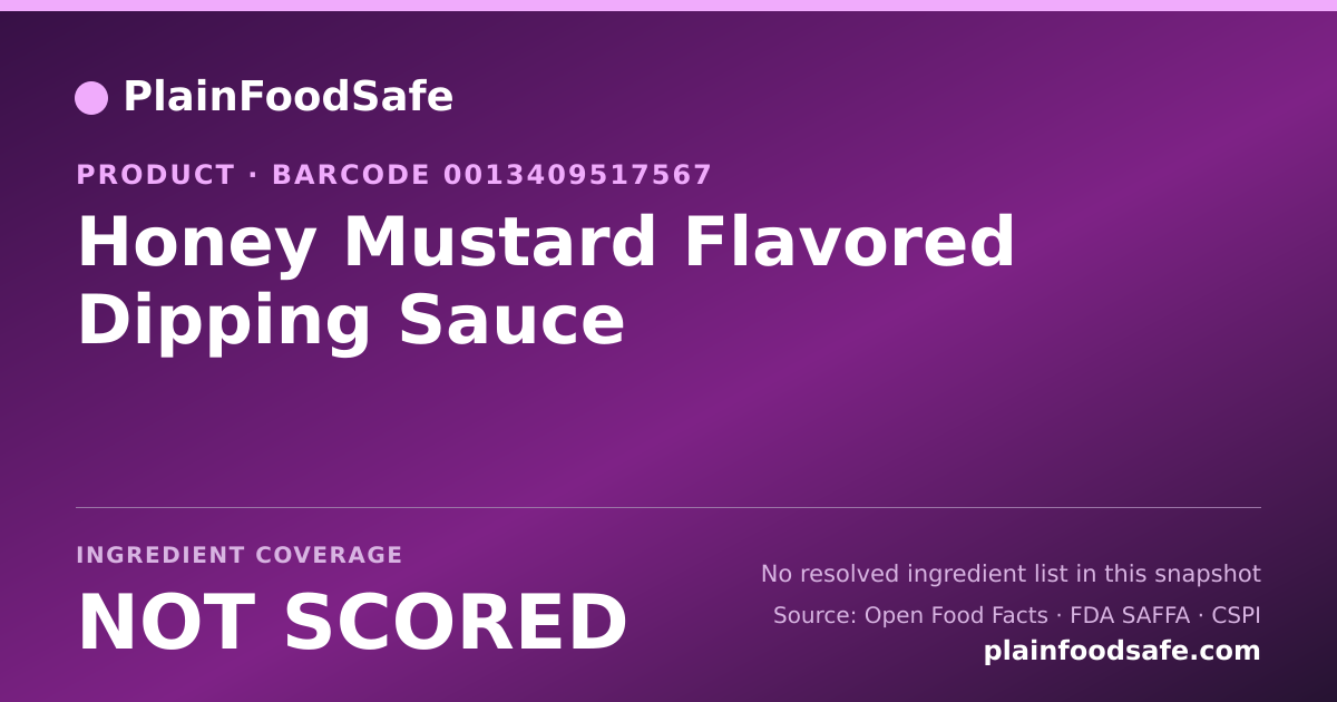 Share card for Honey Mustard Flavored Dipping Sauce Food Ingredient Profile