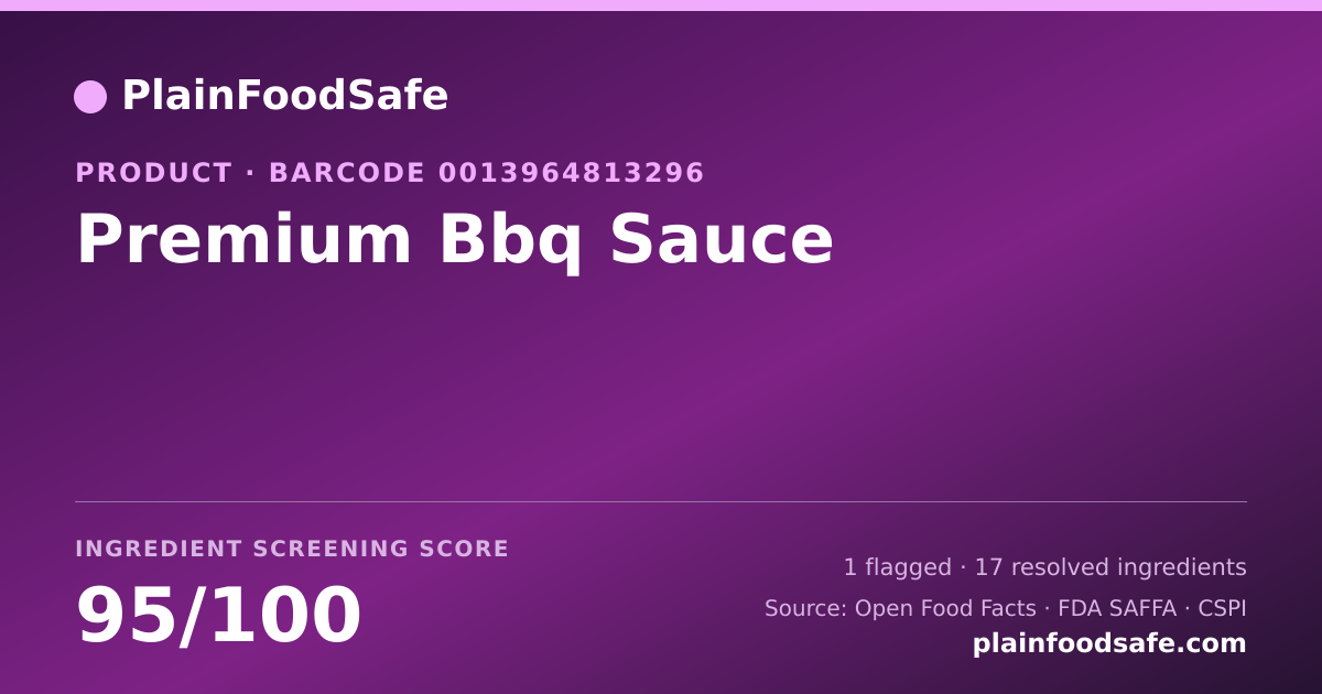 Share card for Premium Bbq Sauce Food Ingredient Profile