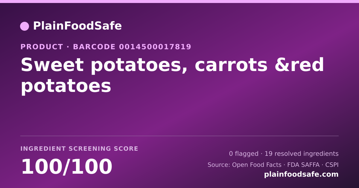 Share card for Sweet potatoes, carrots &red potatoes Food Ingredient Profile