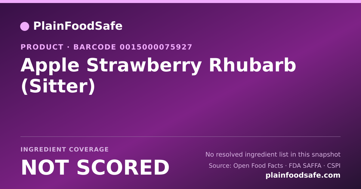 Share card for Apple Strawberry Rhubarb (Sitter) Food Ingredient Profile