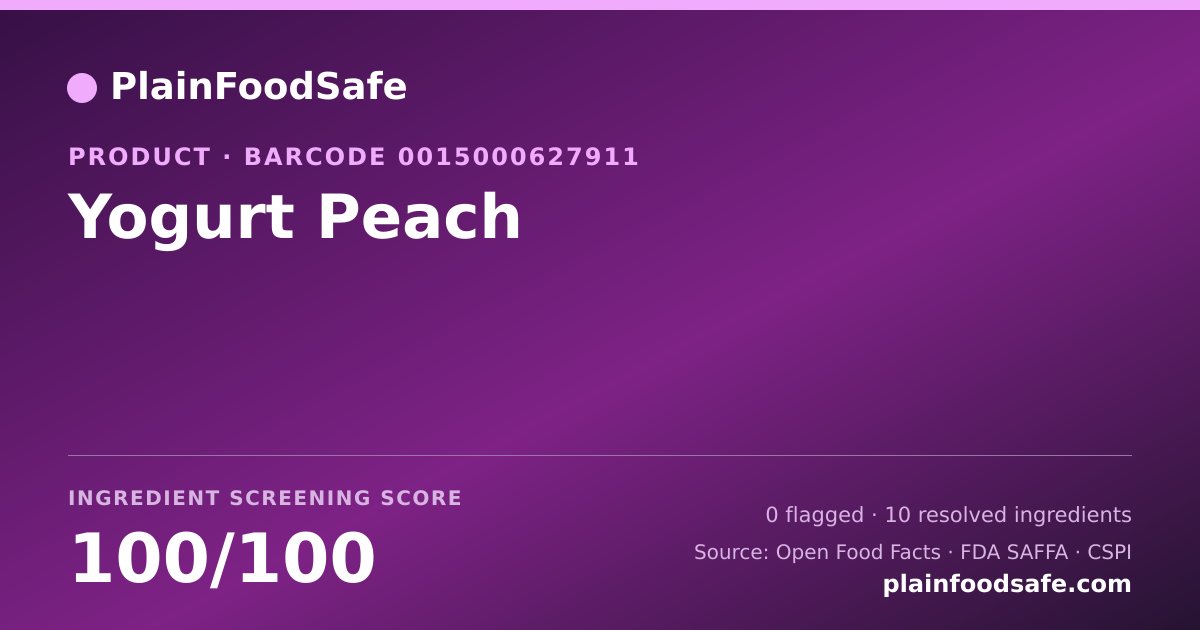 Share card for Yogurt Peach Food Ingredient Profile